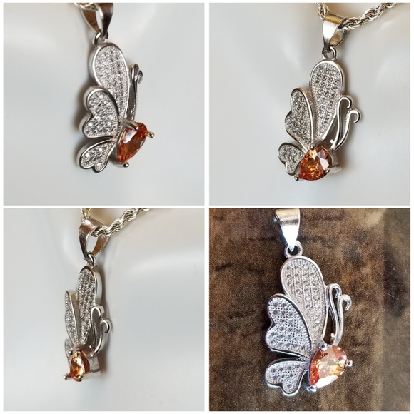 1ct Padparadaschra Sapphire Butterfly Pendant 1